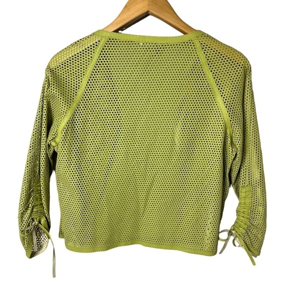 J’envie Perforated Leather Open Front Jacket Green Size Medium - Picture 2 of 6